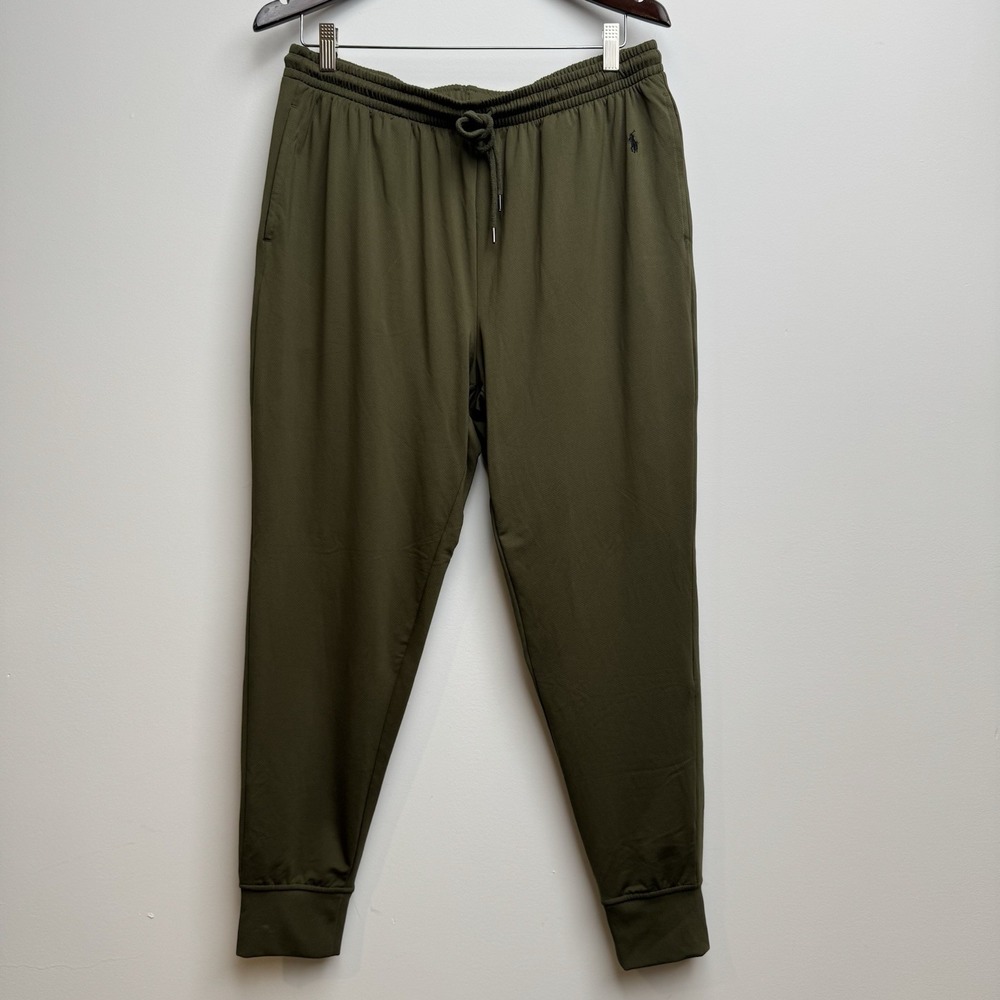 Polo Ralph Lauren Mesh Jogger Pants‎ Large Men's Olive Adjustable Waist Pockets